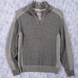BKE Buckle Sweater Mens M Athletic Pullover 1/4 Zip Mock Neck Gray Cotton Blend